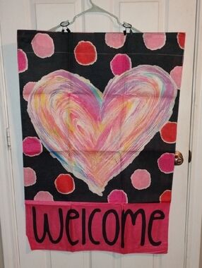 Colorful Heart "Welcome" House Flag